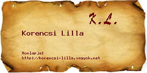 Korencsi Lilla névjegykártya